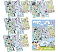 Bluey Sticker Set 20 Sheets for Kids, 380 Waterproof PVC Stickers, Removable Reusable Decals for Scrapbooking, Party Favours, Notebook Decor, Xmas Gifts, School Supplies, Creative Fun, 4+ Years