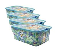 Bluey Storage Box Container Click Lock Lid Toy Organiser BPA Free 13 Litre (Pack of 4)