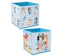 Bluey Storage Cubes Blue Set of 2 | Foldable Fabric Toy Boxes | Kids Bedroom Organiser | Collapsible Storage Bins for Toys, Clothes | Kallax Shelving Compatible Inserts Merch