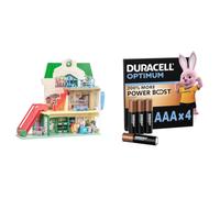 Bluey Supermarket Playset, 3 Different Levels With Exclusive and Bingo Figures. Includes Working Escalator, 24 Sounds and 15+ Play Pieces Plus Fun Intercom + Duracell Optimum pack of 4 AAA