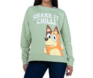 Bluey Sweatshirt, Chilli Ladies Jumper, Cotton Womens Jumper, Long Sleeve Womens Sweatshirt, Green L