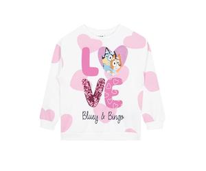 Bluey Sweatshirt | Girls Sweatshirt With Sequins | 100% Cotton Girls' Sweatshirts | Ages 18 Months To 8 Years