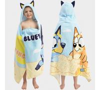 Bluey Boys Beach Towel, Hooded Towels for Kids With 3D Ears, Wearable Swimming Towel For Pool, Wrap Bath Towel, Blue One Size