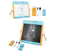 Bluey Tabletop Easel for Kids - 2 in 1 Double-Sided Chalkboard and Whiteboard with Pen, Chalk & Eraser - Portable Drawing Board for Children