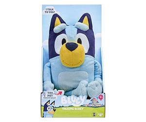 Bluey Talking Plush Toy, 13 Inch Interactive Soft Toy with Sounds, Blue | Press to hear phrases and sound effects from the show; super soft cuddly Bluey toy for kids ages 3+
