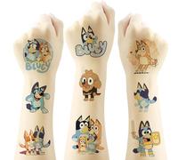Bluey Temporary Tattoos for Kids, 20 Sheets Big Children's Temporary Tattoos Body Art Tattoo Stickers,Goody Bag Stuffers Party Bag Fillers (2x2)