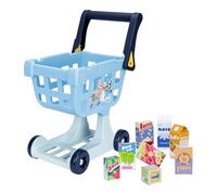Bluey The Shopping Trolley, With Free-Rolling Wheels and Rotating Handle. The Ideal Size For Toddlers, Stands at 19.3 Inch Tall, 8 Colorful Cardboard Shopping Goods Are Included With This Trolley