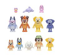 Bluey The Super Fan Set, Includes Twelve 2-2.5 Inch Figures, Medio | 9 fully articulated mini figures in luey, Bingo, Joff & Pom Pom; toddler figurine toys ages 3+ Amazon exclusive