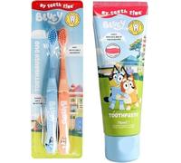 Bluey Toothbrush (Duo) and Toothpaste Set. Two Bluey Toothbrushes and Strawberry Flavoured Toothpaste for Ages 3-8 Years Old