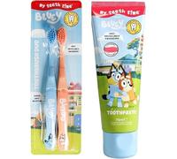 Bluey Toothbrush (Duo) and Toothpaste Set. Two Bluey Toothbrushes and Strawberry Flavoured Toothpaste for Ages 3-8 Years Old