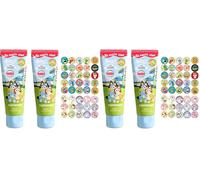 Bluey Toothpaste Twin Pack (Strawberry) with Homlix Reward 100 Stickers - Children Strawberry Toothpaste (Pack of 2)