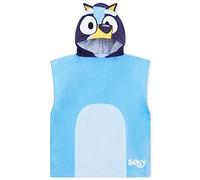 Bluey Towelling Poncho - Hooded Robe for Kids - One Size Cotton Changing Robe - Holiday Beach Poncho, Swimming, Bath (Blue/Navy)