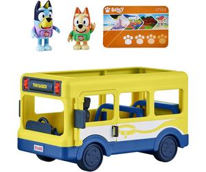 Bluey Town Bus Vehicle Playset with 2 Official Figures - 6-Seater, Poseable Bluey & Bingo, 17345