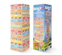 Bluey Tumbling Tower Game - 54 Colourful FSC-Certified Wooden Blocks, Hand-Eye Coordination & Motor Skills Family Game, Eco-Friendly Fun for Kids Age