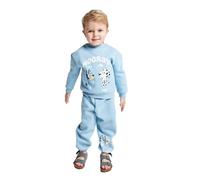 Bluey Unisex Tracksuit Jogger Set With Hooray Print Sweatshirt And Elasticated Waist Joggers, Cotton Rich 60 40, Ribbed Cuffs, Light Blue, Ages 1-5 Years