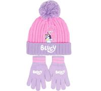Bluey Winter Hat & Gloves Set Knitted Warm Beanie for Girls age 2-7 Years Pink Cold Weather Accessories Gift for Girls