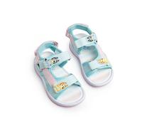Bluey Bingo Girls Turquoise White Pink Sandals | Open-Toe Cartoon Character Appliques | Hook & Loop Fastening Straps Cushioned Footbed Merch - 8 UK Child