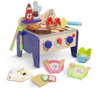 Bluey Wooden Bbq & Salad Playset 33 Piece - Colourful Pretend Cooking Toy For Kids 3+