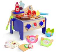 Bluey Wooden BBQ & Salad Playset 33 Piece, Pretend Cooking Toy Set Bluey Multicolor