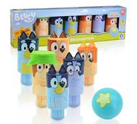 Bluey - Wooden Character Skittles Set - Indoor & Outdoor Bowling Game for Kids - 6 Character Pins & 1 Ball - Develops Motor Skills & Hand-Eye Coordination - FSC Certified, Ages 3+