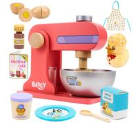 Bluey Wooden Duck Cake Baking Set for Kids - 12 Piece Pretend Play Cooking Toy with Mixer, Bowl, Recipe Book, Plush Duck Cake & Accessories, Role Play Creative Kitchen Set Gift for Boys & Girls Age 3+