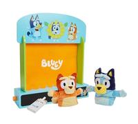Bluey Wooden Puppet Theater Playset - FSC-Certified Wood Age 3+, Includes 2 Hand Puppets, Chalk & Curtain, Eco-Friendly Toy for Kids 3+, Compact & Easy to Store, Inspires Imagination & Storytelling