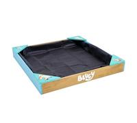 Bluey Wooden Sandpit with Cover FSC Certified Wooden Garden Sand Pit for Kids with Corner Seats Water Porous Liner Protective Cover Outdoor Play Ages 2+