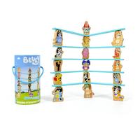 BLUEY - Wooden Stacking Game - 25 Build and Balance Pieces with Characters and Sticks in a Storage Tube - FSC Certified, Develops Hand-Eye Coordination & Motor Skills for Kids 3 Years and Up