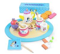 Bluey Wooden Tea Party Set - 18-Piece Pretend Play Set with Teapot, Tea Cups, Biscuits, Tray & Notepad - FSC Certified Eco-Friendly Toy for Kids Aged 3+ - Creative Role-Playing Fun