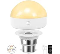 BLUEYE Battery Operated Light Bulb,Remote Control,40W Equivalent,300Lumens,B22 Detachable Charging,3 Timers,5 Dimmers,LED Emergency Puck Lamp,for Non-Hardwired,1Pack
