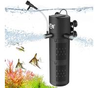 BlueYu Aquarium Filter 4-in-1 Internal Fish Tank Filter, Turtle Tank Filter, 130 GPH for 15-40 Gallon Tanks with Dual Water Outlet & Adjustable Oxygenation for Fresh/Saltwater Aquariums