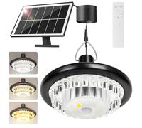 BlueYu Solar Shed Light Indoor Outdoor, Upgrade 248 LED Motion Sensor Pendant Light 2700K-6500K, Waterproof Solar Lights with Remote Control, 3 Modes, 360° Lighting for Shed Gazebo Barn Garage