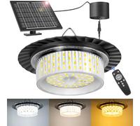 BlueYu Solar Shed Light Indoor Outdoor, Upgrade Pendant Light 244 LED Three Colors 360° Lighting with Motion Sensor, Waterproof Solar Lights with 5 Modes, Remote & Timer for Shed Gazebo Garage Barn