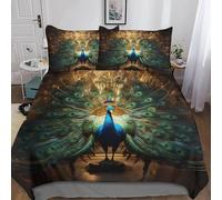 BLUEZY Peacocks Duvet Cover Set 3D Print wild Animal Comforter Cover for Kids Boys Girls Teens Bedding Set Quilt Cover Soft Microfiber Bedroom Decor 3Pcs with Pillow With Zipper King（220x240cm）