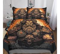 BLUEZY Viking Mythology Duvet Cover 3D Printed Bedding With Zipper Closure Nordic Legend Comforter Cover Set Pillowcases 3 Pieces Microfiber Quilt Cover for Teens And Adults King（220x240cm）