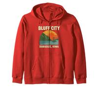 Bluff City Shirt Dubuque Iowa Vintage Riverboat Sunset Zip Hoodie