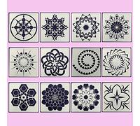 BLUGUL Mandala Stencils, Mandala Dotting Tools, Painting Templates, for Airbrush DIY Walls Art Stone Rock Painting, Type F 12pcs