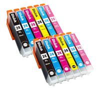 Bluink 24xl Ink Cartridges Compatible with Epson 24 XL for XP-970 XP-960 | XP-760 XP-950 XP-850 XP-860 XP-750 XP-55 Printers (BK/C/M/Y/LC/LM, 12 Pack)