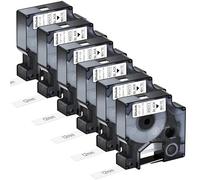 Bluink 6 Pack Compatible Label Tape Replacement for Dymo D1 45013 S0720530, 12mm x 7m Black on White, Works with LabelManager 160 210D 280 360D 420P 450D LabelPoint 150 350