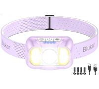 Blukar 2026 Gen 2 Head Torch Rechargeable, Super Bright Headlamp-10 Modes | Dimmable,Spotlight Floodlight Combination,Motion Sensor,Waterproof,Upgrade 1400 mAh Long Lasting for Running-Light Purple