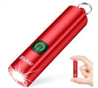 Blukar EDC Mini Pocket Torch Rechargeable, 3 Lighting Modes, Long Battery Life, Memory Function, Waterproof, Compact Keychain Flashlight for Daily Carry, Emergency, Camping, Hiking,Outdoor-Red