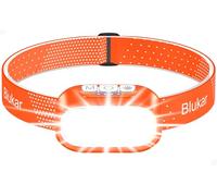 Blukar Head Torch Dual Color Temperatures, Super Bright Rechargeable Headlamp Headlight -Dimmable,12 Modes,Sensor Control,Waterproof, 30 Hrs Runtime for Power Cuts/Camping/Running- Orange