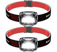 Blukar Head Torch Rechargeable,[2 Pack] 2000L Super Bright LED Headlamp Headlight w/Sensor Control,6 Light Modes,IPX5 Waterproof,30 Hrs Runtime Power Cuts,Emergency,Running,Hiking,Red
