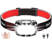 Blukar Head Torch Rechargeable, Super Bright COB Headlamp Headlight with Sensor Control & Red Lights, 8 Light Modes, Spotlight Floodlight Combination, Waterproof, Long Battery Life for Work,Emergency