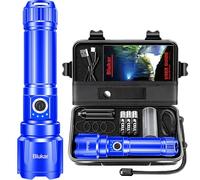 Blukar LED Torch Rechargeable, Super Bright Torches High Lumens -Adjustable Focus, 5 Modes, 5000 mAh Long Lasting, IP67 Waterproof, Powerful Handheld Flashlight for Camping, Hiking, Emergency -Blue