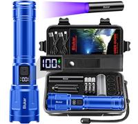 Blukar LED Torch Super Bright - 3 Color Temperatures & 4 Modes, Rechargeable, Long-Lasting 5000mAh, Adjustable Focus, IP67 Waterproof Handheld Torch Flashlight for Camping, Emergency, Hiking etc-Blue