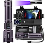 Blukar LED Torch Super Bright - 3 Color Temperatures & 4 Modes, Rechargeable, Long-Lasting 5000mAh, Adjustable Focus, IP67 Waterproof Handheld Torch Flashlight for Camping, Emergency etc-Night Purple