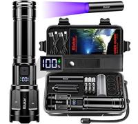 Blukar LED Torch Super Bright - 3 Color Temperatures & 4 Modes, Rechargeable, Long-Lasting 5000mAh, Adjustable Focus, IP67 Waterproof Handheld Torch Flashlight for Camping, Emergency, Hiking etc.