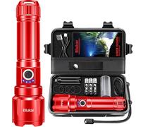 Blukar LED Torch, Super High Lumens Ultra Bright Torches - Adjustable Focus, 5000 mAh, IP67 Waterproof, Powerful Long Lasting Handheld Flashlight for Power Cuts, Camping, Hiking, Emergency -Red