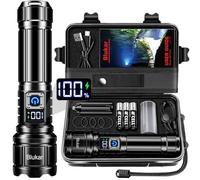 Blukar Torch Rechargeable, Ultra High Lumens Super Bright Flashlight, Adjustable Focus, 5 Modes, 5000 mAh Long Lasting, IP67 Waterproof, Smart Digital Display for Camping, Power Cuts, Emergency